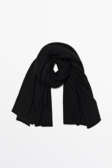 Massimo Dutti Шарф из 100% кашемира, черный