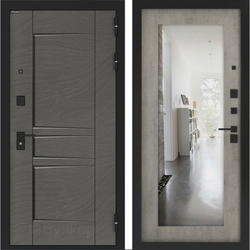 Входная металлическая дверь с зеркалом Бункер HIT Хит BN-04 / ФЛЗ-603 Бетон светлый