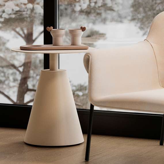 Столик кофейный Marius, Ø50х55 см, бежевый