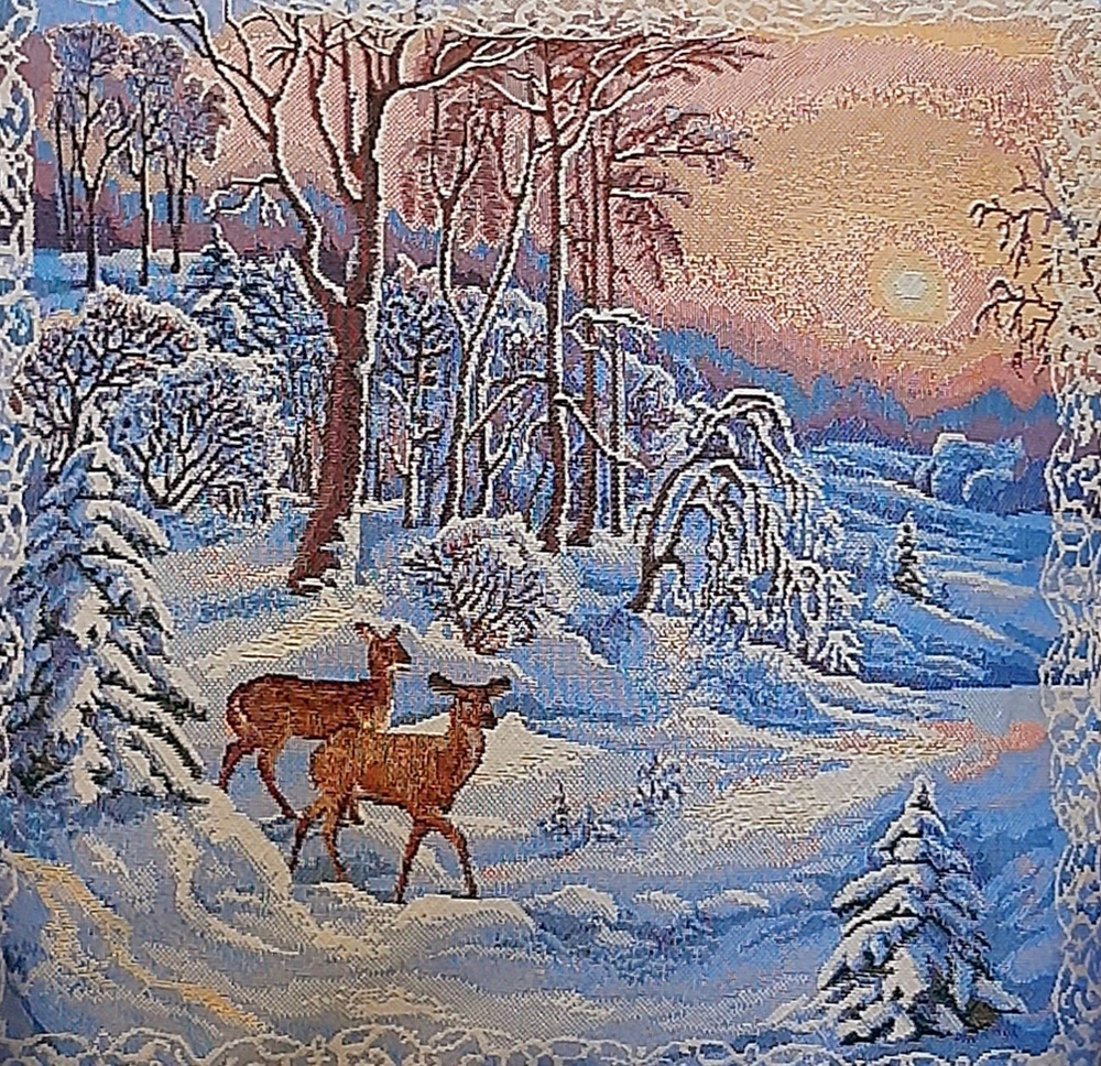 Декоративный гобеленовый чехол для интерьерной подушки Олени 47*47