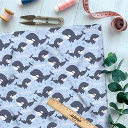 Ткань премиум таффета милые касатки