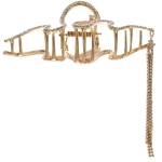 Заколка - краб для волос со стразами на блистере «ДЕ Палма», вензеля, цвет золото и серебро, 11*5,5см (пакет с подвесом)