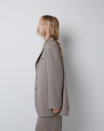 Жакет из шерсти елочка бежевый/молочный