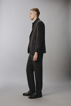 ZARA КОСТЮМНЫЕ БРЮКИ КОМФОРТ, ТЕМНО-КОРИЧНЕВЫЙ