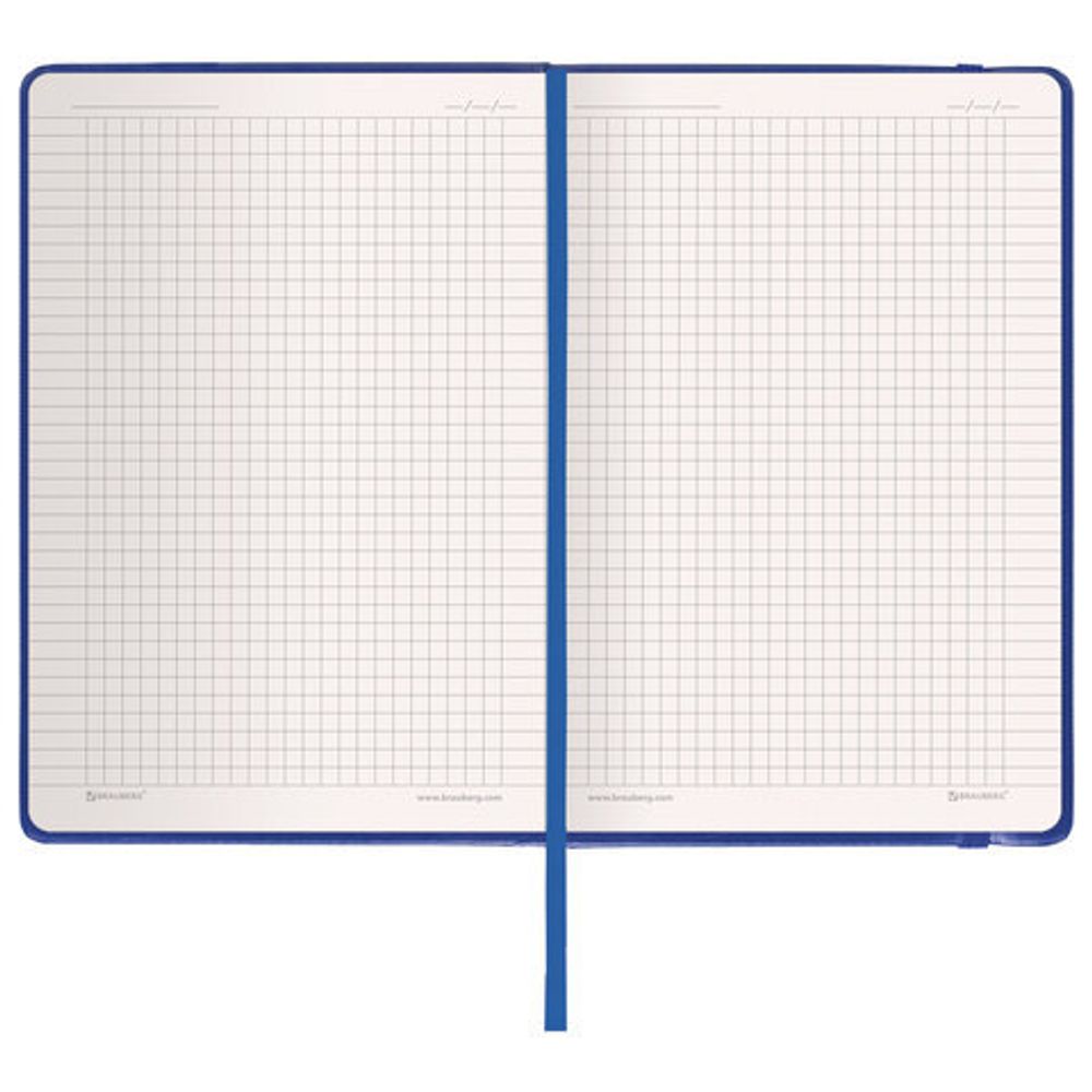 Блокнот в клетку с резинкой А5 (148x218 мм), 80 л., под кожу синий BRAUBERG "Metropolis Special", 111574