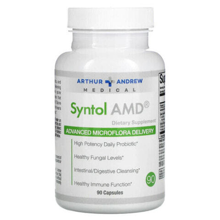 Пребиотики и пробиотики Arthur Andrew Medical, Syntol AMD, Advanced Microflora Delivery, средство для здоровой микрофлоры, 500 мг, 90 капсул