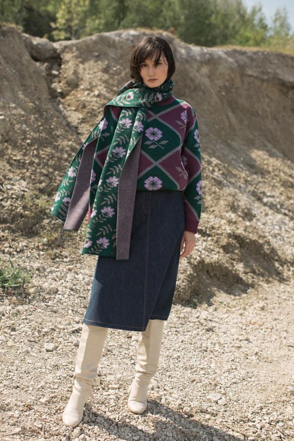 Шарф Flora зелёный - фото 1