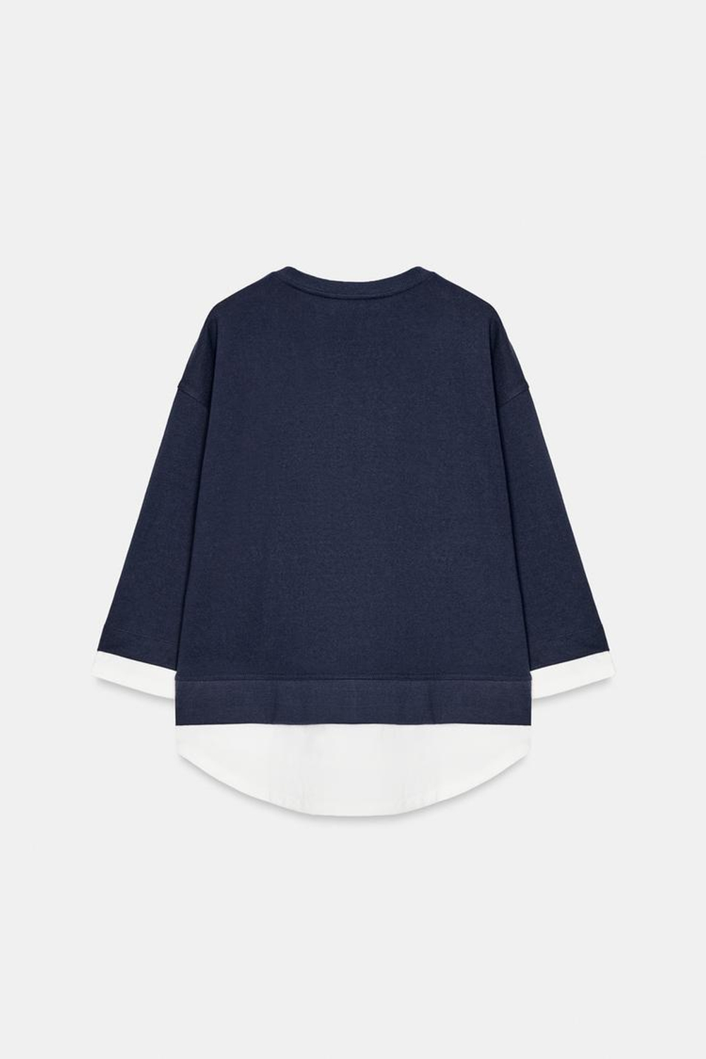 ZARA КОМБИНИРОВАННАЯ ТОЛСТОВКА С ДЛИННЫМИ РУКАВАМИ, МОРСКОЙ СИНИЙ