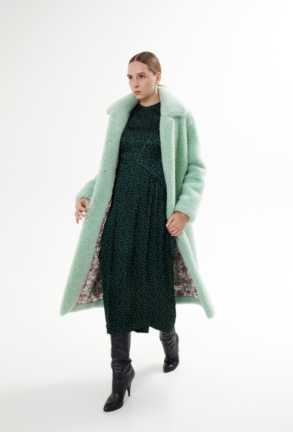 Шуба меховая, мятный