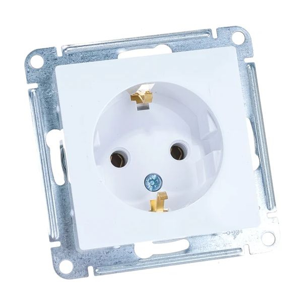 Розетка 1-м СП AtlasDesign 16А IP20 с заземл. механизм бел. с рамкой 3