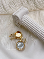 Накладка на пуговицу золотистая камень стразы (клипсы)