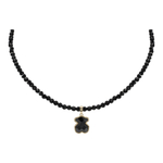 Чокер из Шпинели и Подвеска Мишка из керамики, silver