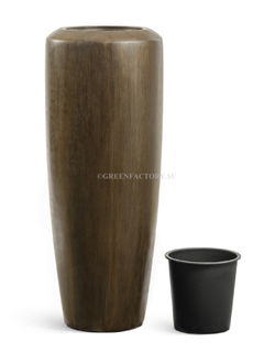 Кашпо TREEZ Effectory - Metal - Высокий конус Design - Чернёная бронза