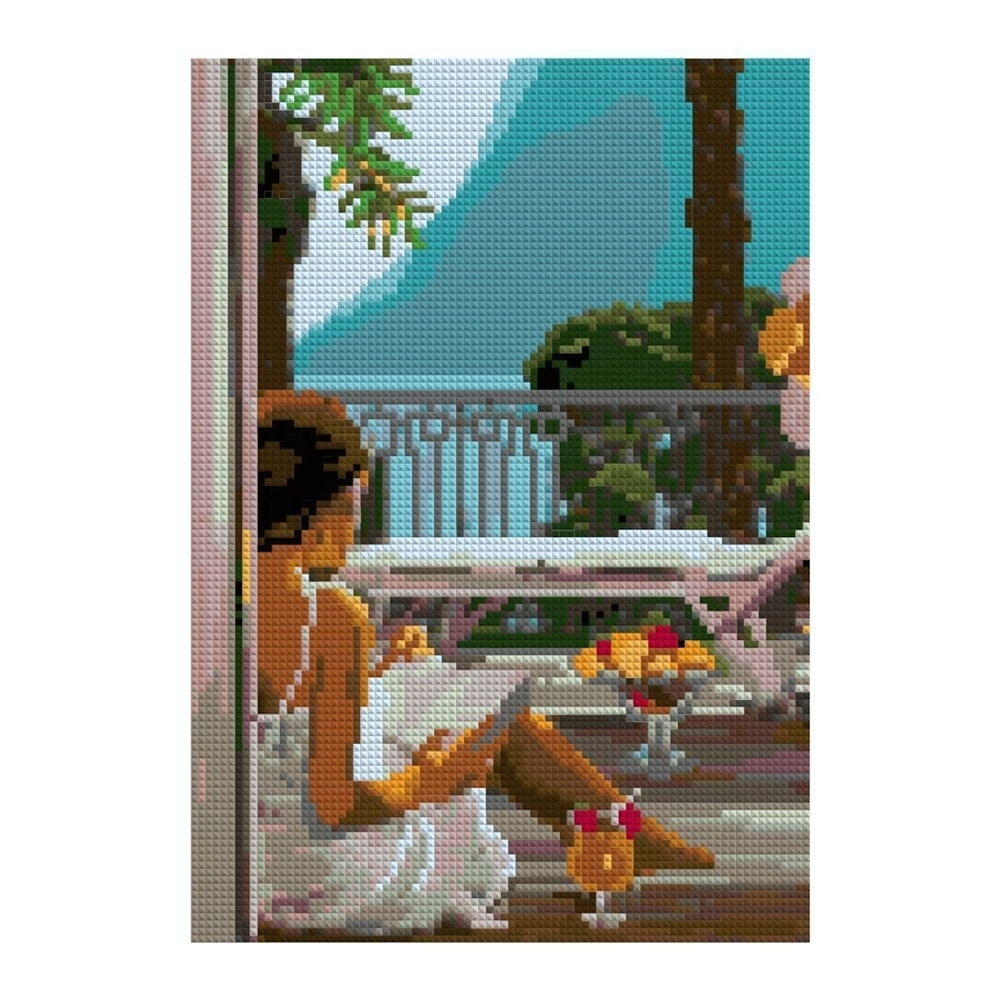 Алмазная мозаика 21*30 см полн.заполн. "Отдых на террасе" (Lori)