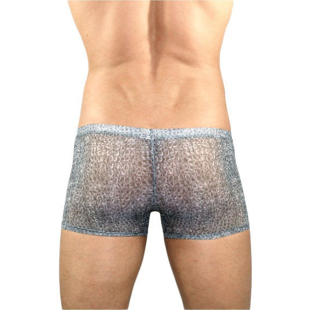 Мужские трусы боксеры прозрачны серые с рисунком змеиной чешуи Romeo Rossi Snake Grey Boxer