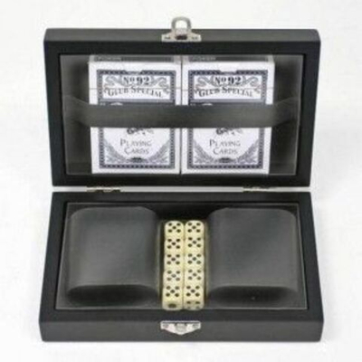 Набор дорожный из 2 игр (карты, кости) в деревянном коробе