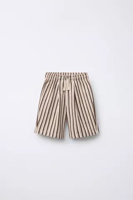 ZARA ШОРТЫ ИЗ РЕЛЬЕФНОЙ ТКАНИ В ПОЛОСКУ, РАЗНОЦВЕТНЫЙ