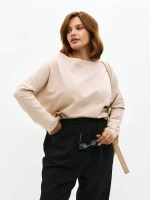 Лонгслив с широким вырезом лодочка бежевый