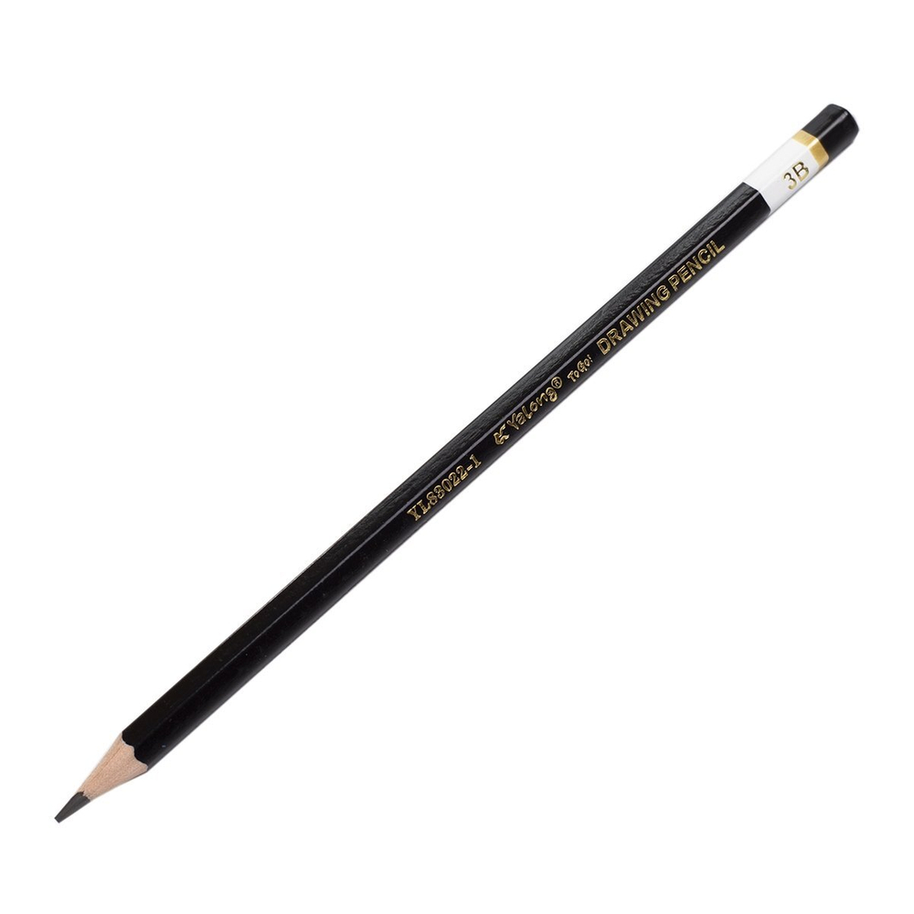 Набор ч/г карандашей Yalong (2Н-1, Н-1, НВ-2, В-2, 2В-2, 3В-2, 4В-2), дерево, без ластика, шестигранный, заточенный, черный корпус, европодвес, в уп. по 12 шт.