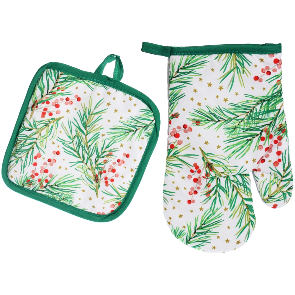Прихватка в наборе с варежкой «Зимняя ягода», 17,5*17,5 см и 27*17 см