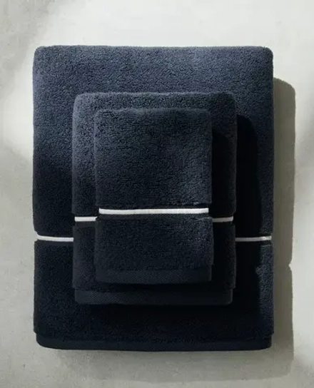 ZARA HOME ПОЛОТЕНЦЕ С ВЫШИТОЙ КАЙМОЙ, СИНИЙ