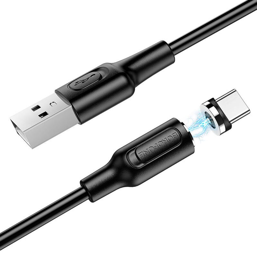 Кабель Borofone BX41 USB-Type-C 2.4A 1м магнитный PVC Black