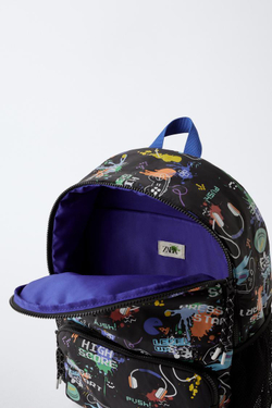 ZARA РЮКЗАК С ПРИНТОМ «ГЕЙМИНГ», ЧЕРНЫЙ