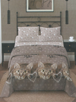 Постельное белье 2 спальное, простыня евро 220х240, бязь, 100% хлопок, наволочки 70х70, постельное белье с котиками