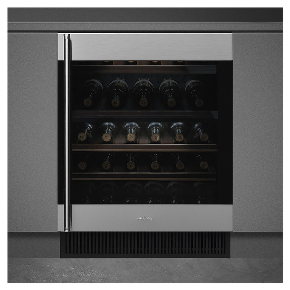Винный шкаф SMEG CVI338RX3 (петли справа) нерж. сталь / черное стекло