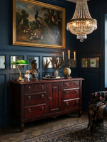 Комод 160х50х94, Джоли, с шестью ящиками для одежды, в спальню, прихожую, гостиную, массив березы, красный, MAKOSA