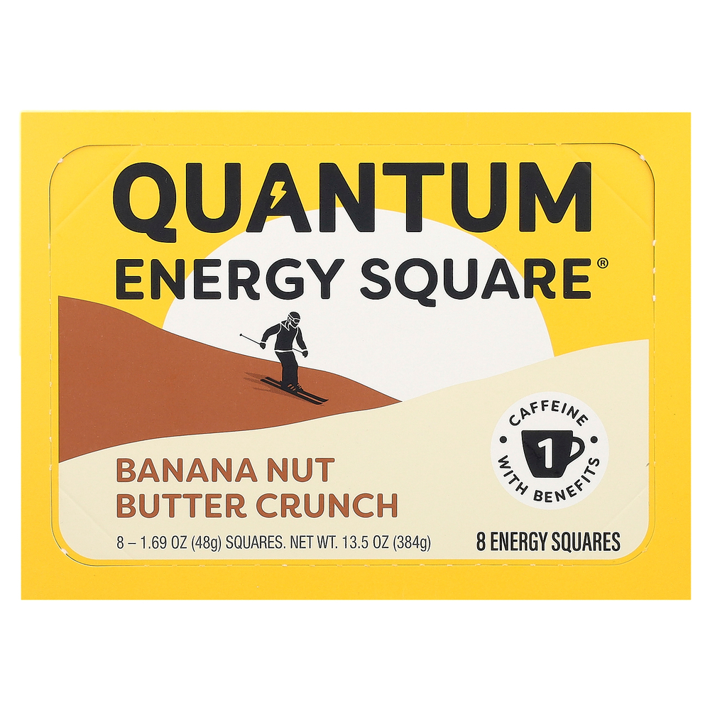 Quantum Energy Square, Хрустящая банановая и ореховая паста, 8 энергетических квадратов, 48 г (1,69 унции) каждый