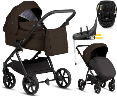 Детская коляска Tutis Leo 3 Plus 4 в 1 с автокреслом Beno Black и базой 1582203 Brown