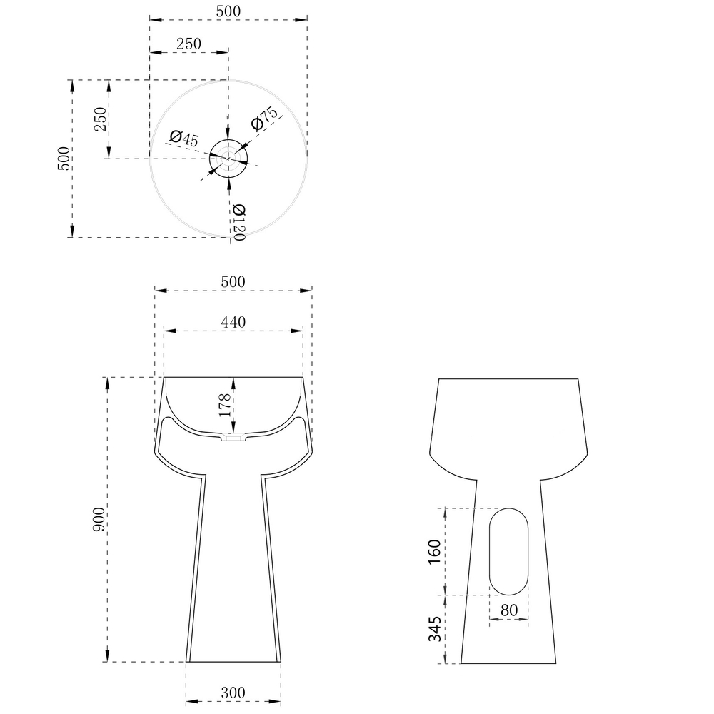 Раковина отдельностоящая ABBER Stein AS2508-H белая матовая