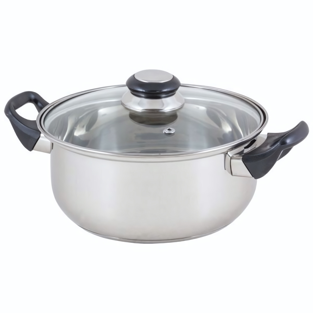 Кастрюля из нержавеющей стали «Cook» 2,6л со стеклянной крышкой 22*9см