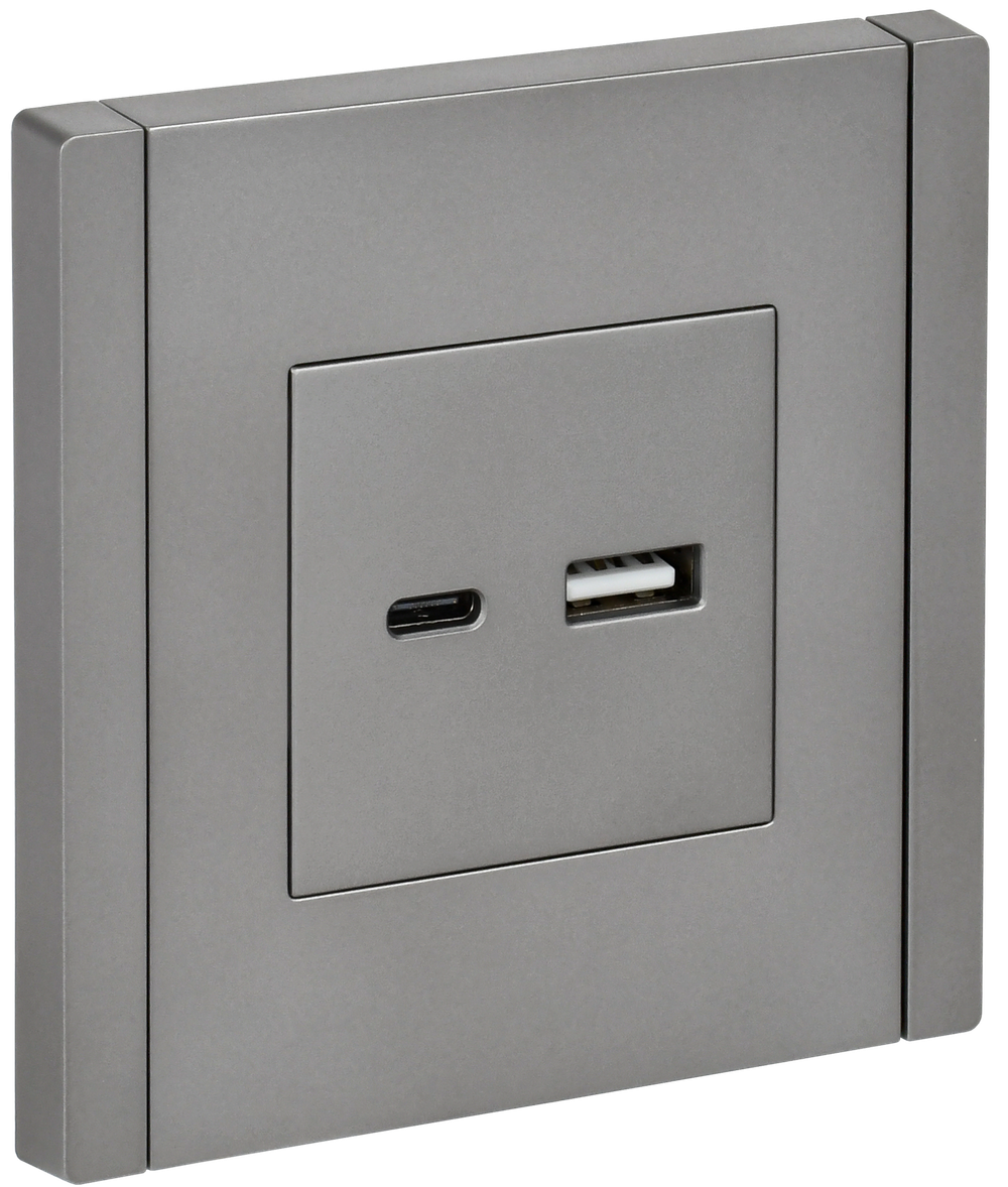 FORTE&PIANO Розетка USB A+C 3,1А FP550 сталь IEK