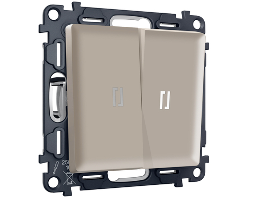 MA364015 Комплект механизма 2-кл выключателя с подсветкой 5600K ALFA Серо-бежевый матовый QUANT (AP3640, VM115, G14W)