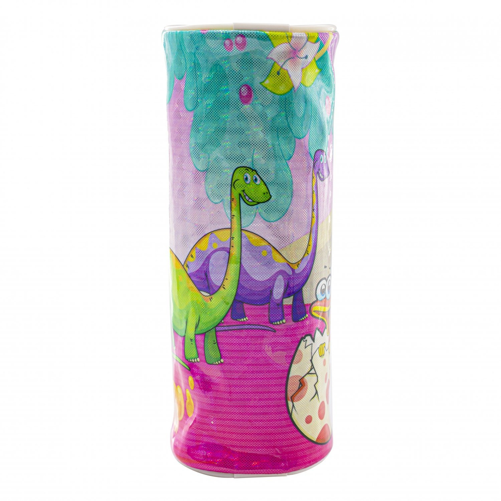 Пенал - тубус Alingar, ПВХ, молния, 80 х 220 мм, "Дино", розовый (динозаврики)