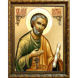 Петр первоверховный апостол. Икона на холсте.