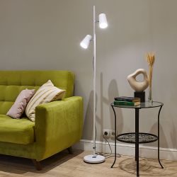 ULM-T600 2х6W-4500K-DIM WHITE Торшер напольный светодиодный. 2х6W. Сенсорный выключатель. Диммер. Белый. ТМ Uniel