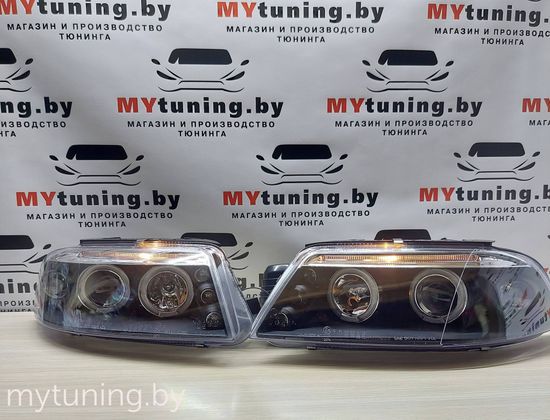 Передние фары angel eyes black для VW Passat B5 GP