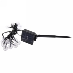 Гирлянда для улицы «Роса» 3м, 20 ламп LED чёрный провод, 2 реж, IP-55, Теплый белый (солнечная батарея).