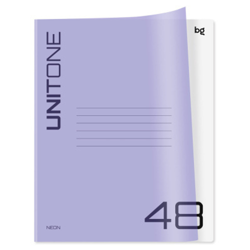 Тетрадь 48л. клетка BG "UniTone. Neon", пластиковая обложка, неон сиреневый