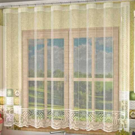 Занавеска "Л. С908", цвет белый, на шторной ленте, Беларусь.