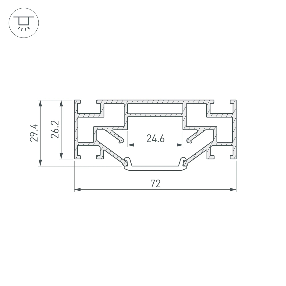 Профиль STRETCH-25-CEIL-CENTER-2000 (Arlight, Алюминий) 040060