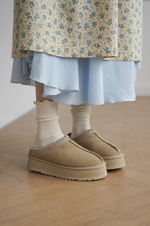 Платье Ева из фланели, Кремовый с голубыми цветами