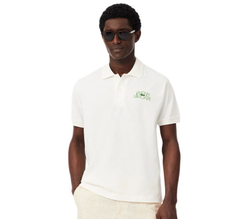 Мужское теннисное поло Lacoste Classic Fit Graphic Branding - flour