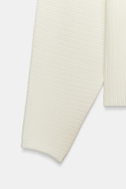 ZARA ДЖЕМПЕР В РУБЧИК С ОБЪЕМНЫМИ РУКАВАМИ, ЭКРЮ