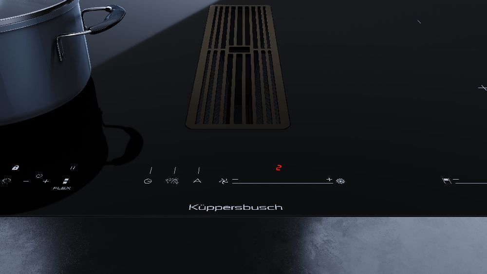 Индукционная варочная панель с вытяжкой Kuppersbusch KMI 8590.0 SR Black Chrome