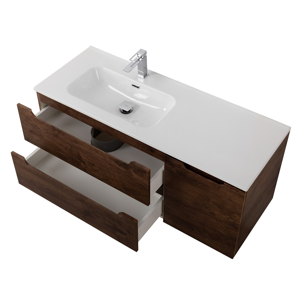 Подвесная тумба с раковиной BelBagno ETNA 120 Rovere Moro левая, ETNA-1200-2C-1A-SO-RW-L + BB1200ETL-L