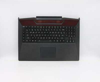 Верхняя панель с клавиатурой (топкейс) для ноутбука Lenovo Y910-17ISK черная, с подсветкой, раскладка - русская+украинская (5CB0M56044)